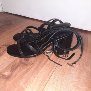 Elegant Black Strappy Women's Heels